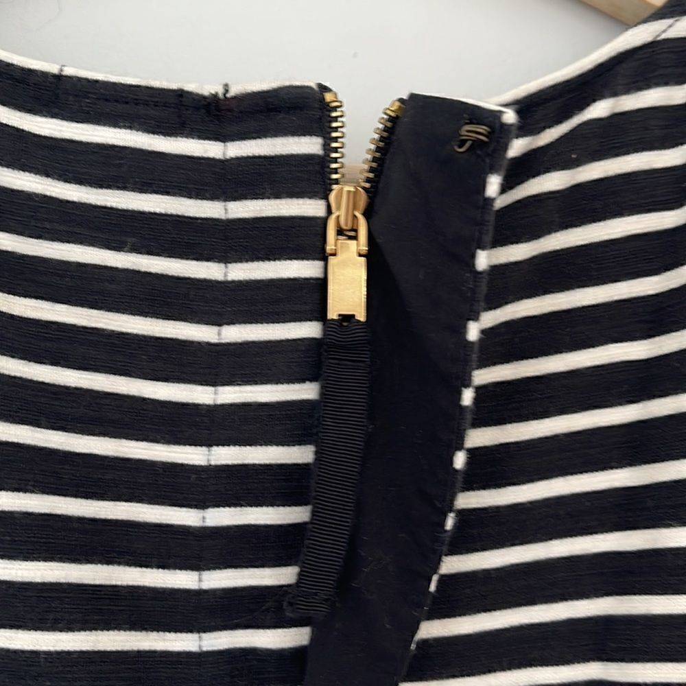 J. CREW Ponte Peplum Top in Stripe Black and White Size Small - Picture 5 of 8